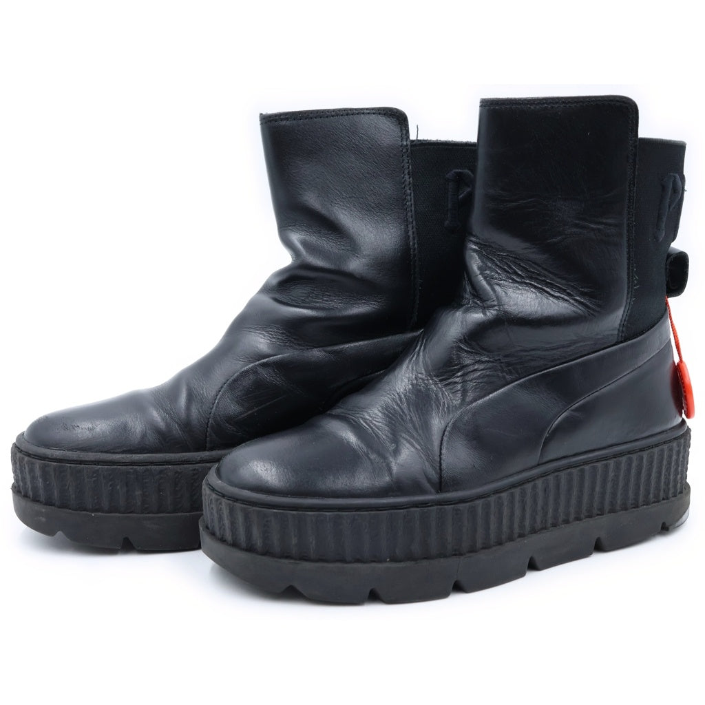 PUMA(プーマ) Fenty CHELSEA SNEAKER BOOT フェンティ チェルシースニーカーブーツ バックゴア エンボスロゴ チャンキーソール レザー ブラック レディース 36626603