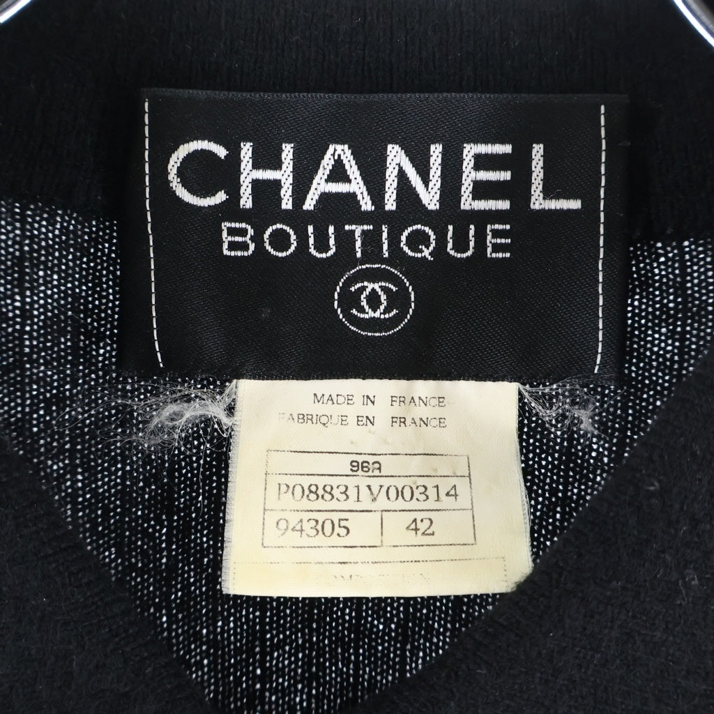 CHANEL(シャネル) 96AW archive カメリア刺繍 ドライバーズニット ジャケット ジップアップ フランス製 ワッペン カシミヤ ブラック P08831V00314 レディース