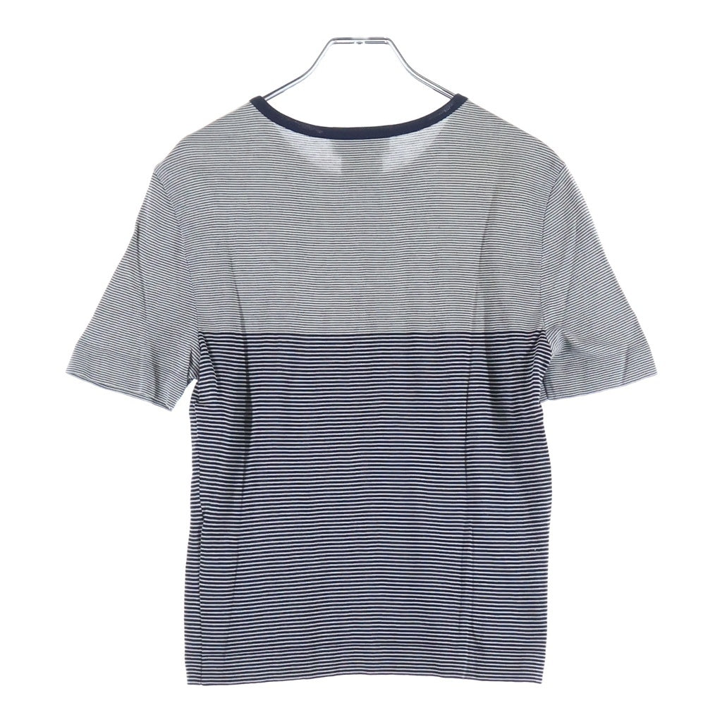 CHANEL(シャネル) 97C ココマーク刺繍 ボーダー総柄 クルーネック 半袖 Tシャツ カットソー ネイビー レディース P08622V00338