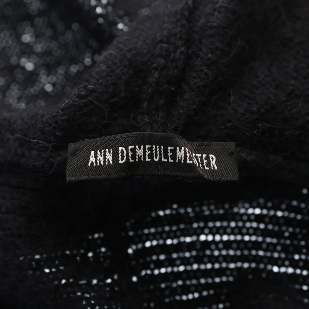 ANN DEMEULEMEESTER(アンドゥムルメステール) 10s インコントロ期 フーデッドニットポンチョ フード アルパカ ブラック 352-21-95011 レディース