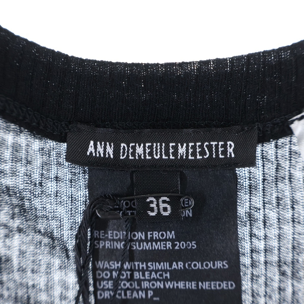 ANN DEMEULEMEESTER(アンドゥムルメステール) 05SS RE-EDITION ハートプリント ノースリーブリブワンピース ロング丈 カットソー リヨセル コットン ブラック レディース