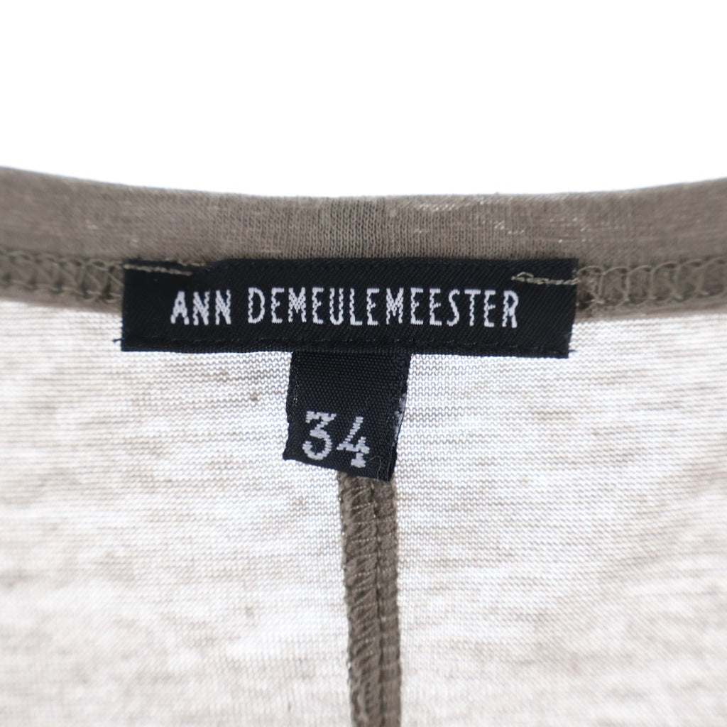 ANN DEMEULEMEESTER(アンドゥムルメステール) 00s 本人期 プリントノースリーブトップス タンクトップ ハサミ コットン オリゾンティ ブラウン レディース
