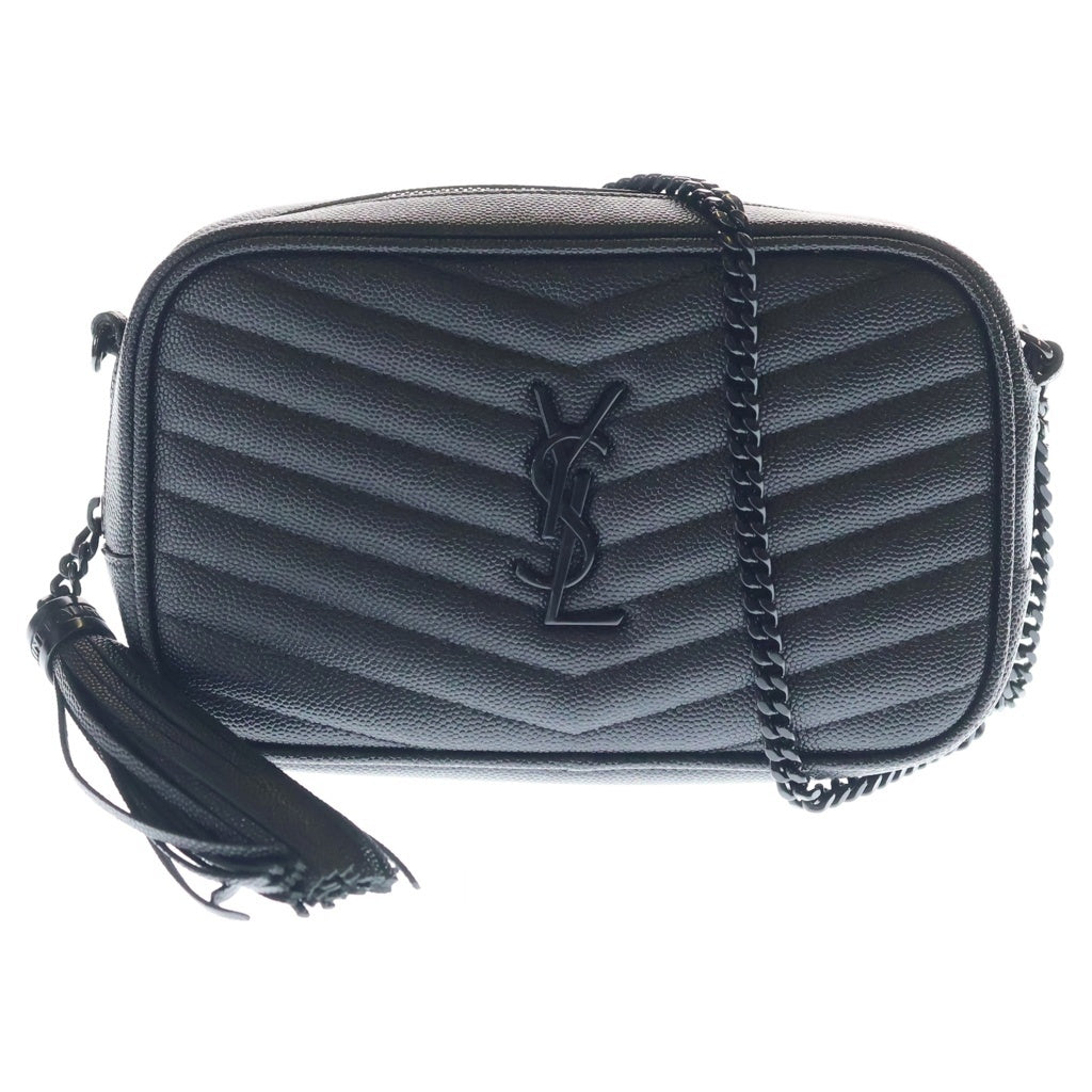 SAINT LAURENT PARIS(サンローランパリ) ルー ミニバック チェーンショルダーバッグ ブラック レザー 612579 ブラック金具 レディース
