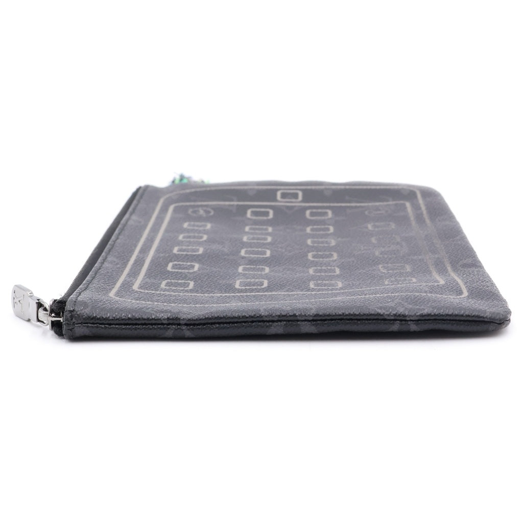 LOUIS VUITTON(ルイヴィトン) モノグラムエクリプス フラッシュ フラグメント iPadケース ポーチ クラッチバッグ ブラック PVC M64449 ブラック金具 レディース
