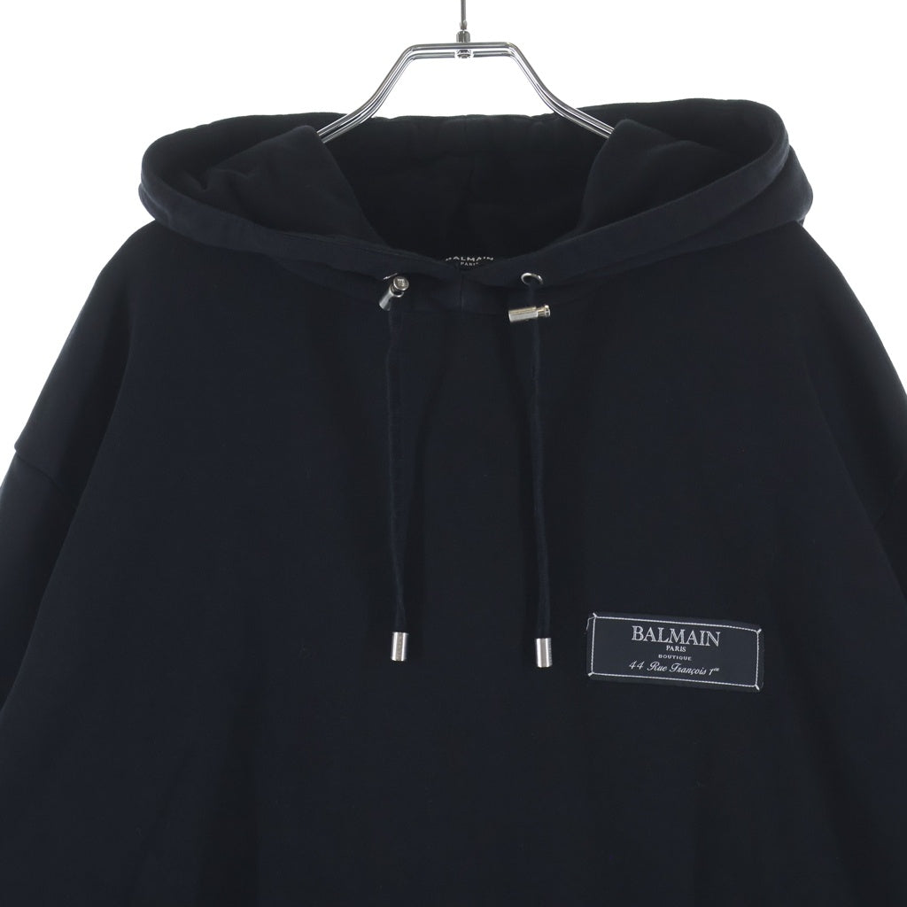 BALMAIN(バルマン) ワッペンロゴ プルオーバー スウェットパーカー フーディー ブラック JT047JB53