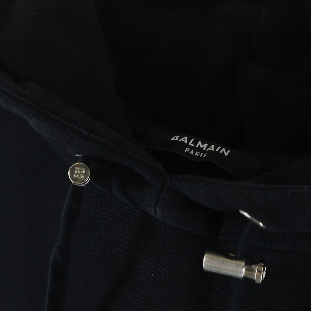 BALMAIN(バルマン) ワッペンロゴ プルオーバー スウェットパーカー フーディー ブラック JT047JB53
