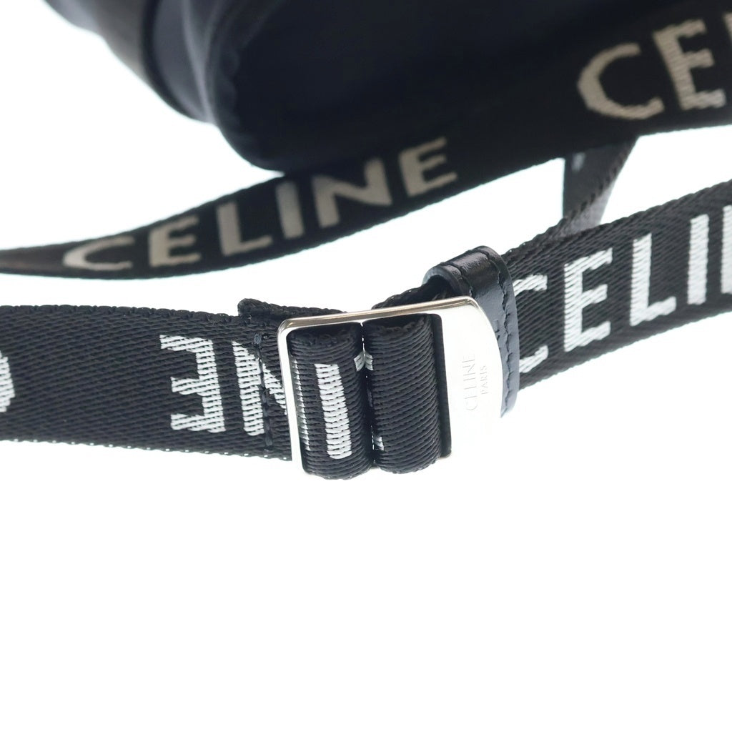 CELINE(セリーヌ) トレッキング モバイルポーチ ナイロン レザー ショルダーバッグ シルバー金具 ブラック レディース