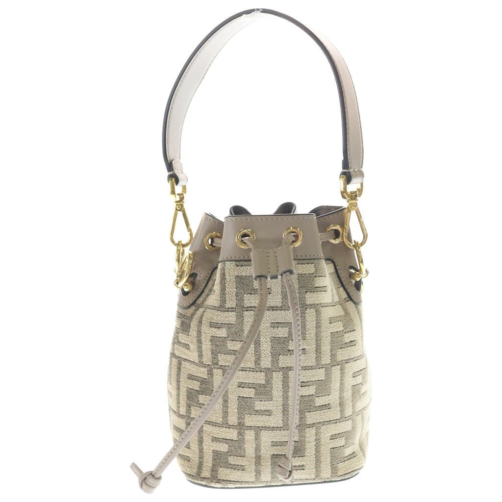 FENDI(フェンディ) ズッカ柄 モントレゾール キャンバス レザー 2WAY ハンド ショルダーバッグ ゴールド金具 ベージュ 8BS010 レディース