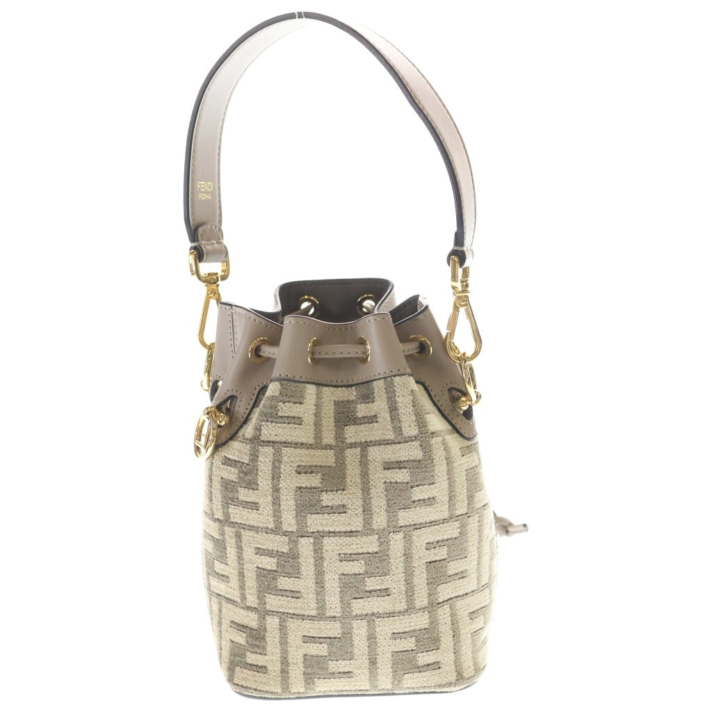FENDI(フェンディ) ズッカ柄 モントレゾール キャンバス レザー 2WAY ハンド ショルダーバッグ ゴールド金具 ベージュ 8BS010 レディース