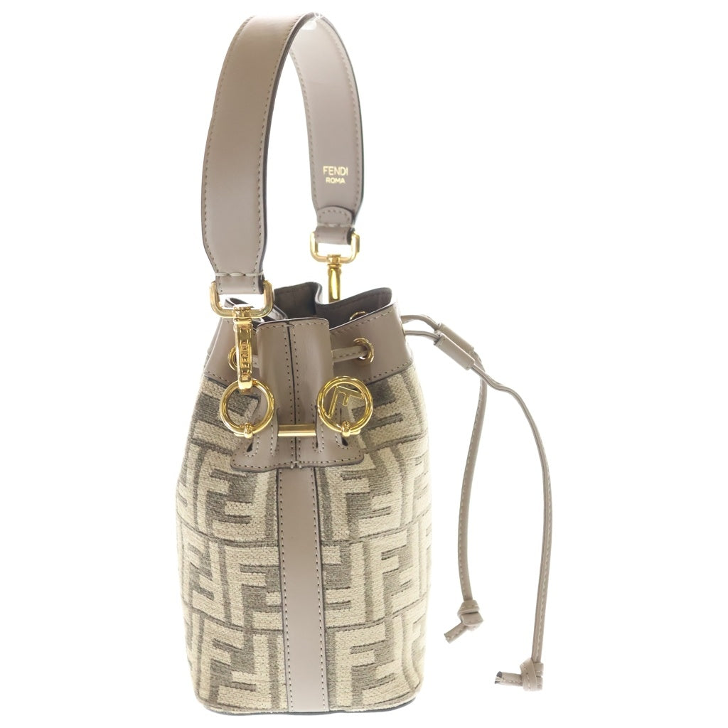 FENDI(フェンディ) ズッカ柄 モントレゾール キャンバス レザー 2WAY ハンド ショルダーバッグ ゴールド金具 ベージュ 8BS010 レディース
