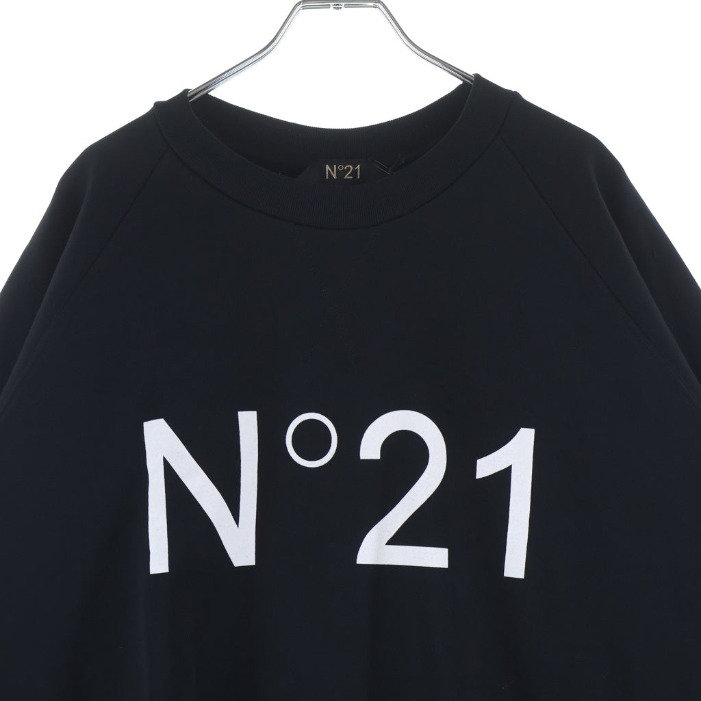 N21 numero ventuno(ヌメロ ヴェントゥーノ) フロントロゴプリント クルーネックトレーナー スウェット ブラック #XL