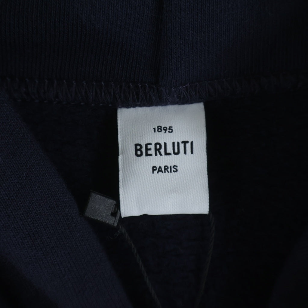 Berluti(ベルルッティ) カリグラフィ刺繍 プルオーバーパーカー フーディー コットン ネイビー R23JHL33JBAG
