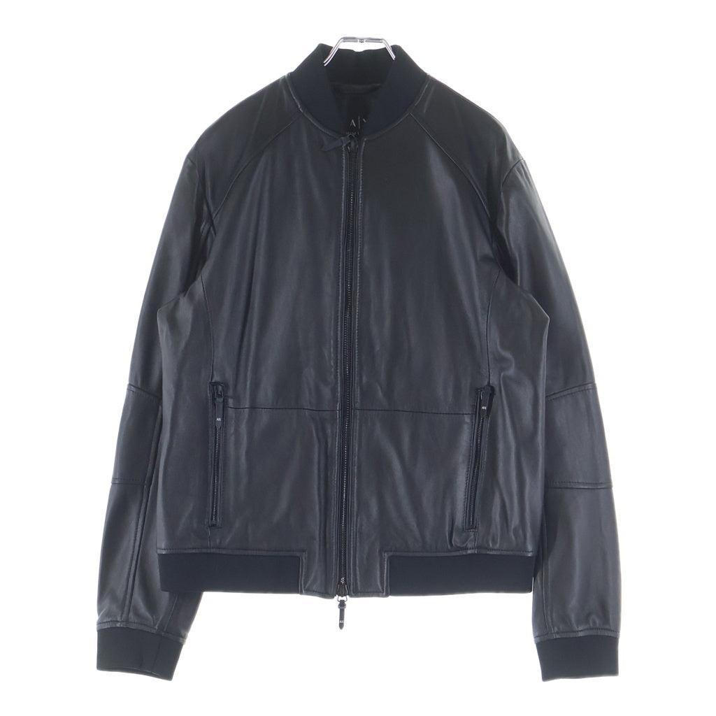 Armani Exchange(アルマーニ エクスチェンジ) ラムスキン レザー ジップアップ ジャケット ブルゾン ブラック 3GZB07 ZL08Z