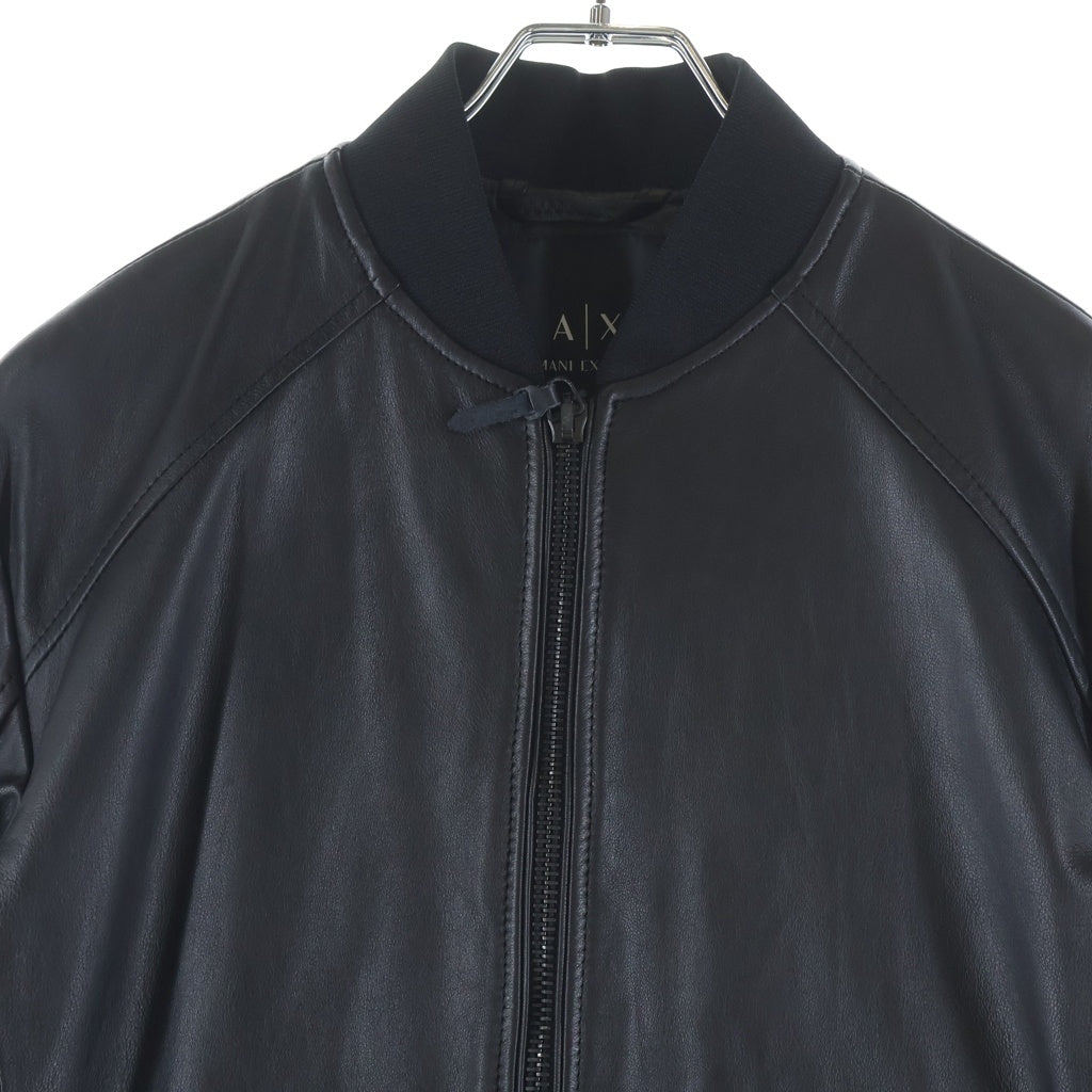 Armani Exchange(アルマーニ エクスチェンジ) ラムスキン レザー ジップアップ ジャケット ブルゾン ブラック 3GZB07 ZL08Z