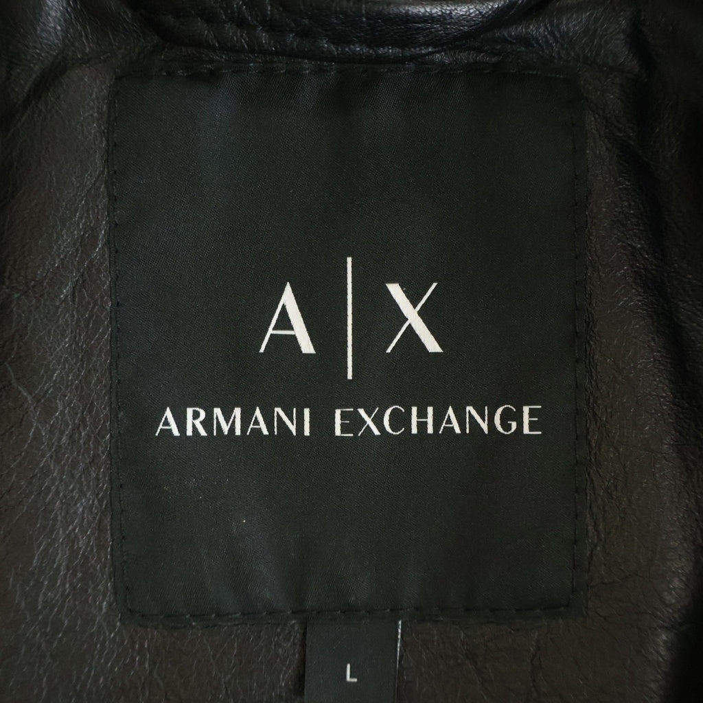 Armani Exchange(アルマーニ エクスチェンジ) ラムスキン レザー ジップアップ ジャケット ブルゾン ブラック 3GZB07 ZL08Z