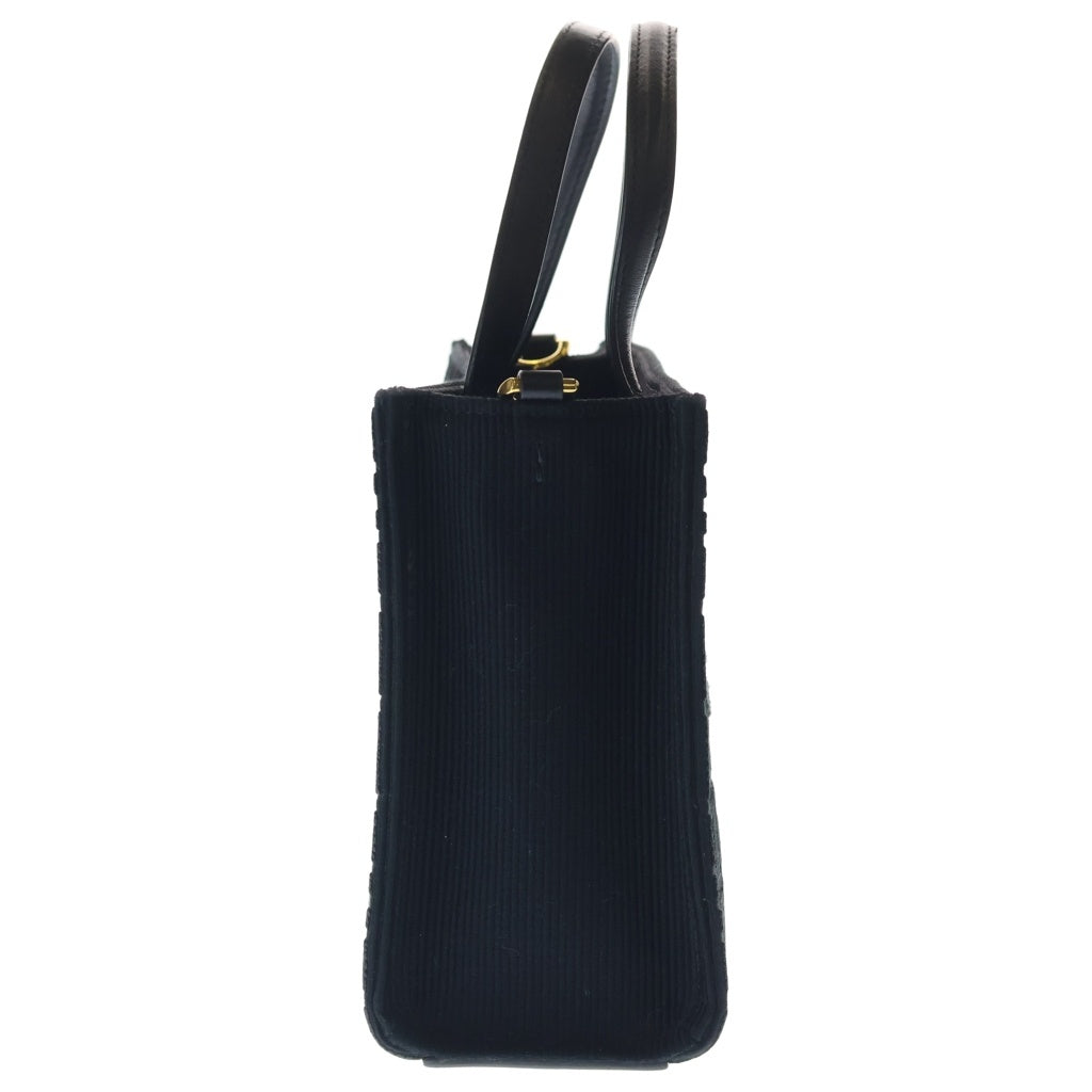 GIVENCHY(ジバンシィ) 4G 総柄ジャガード ロゴ刺繍 キャンバス レザー 2WAY ハンド ショルダーバッグ ゴールド金具 ブラック レディース