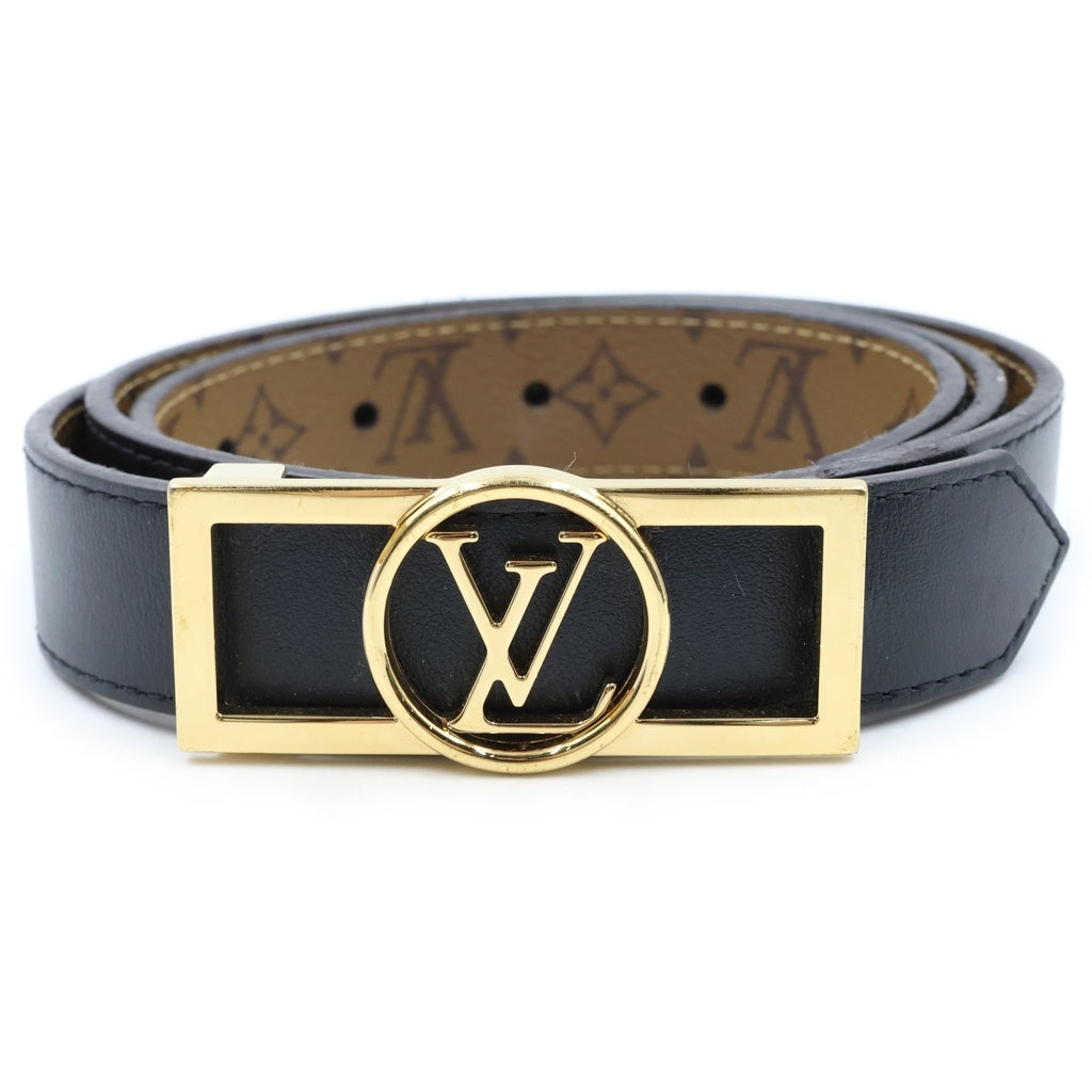 LOUIS VUITTON(ルイヴィトン) ドーフィーヌ 25MM リバーシブル モノグラム レザー ベルト ブラック/ブラウン ゴールド金具 M0203 レディース