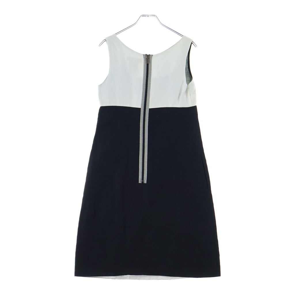 S MAX MARA(エス マックスマーラ) バイカラー バックジップデザイン ノースリーブワンピース ドレス リネン 92211392 ブラック/ホワイト レディース