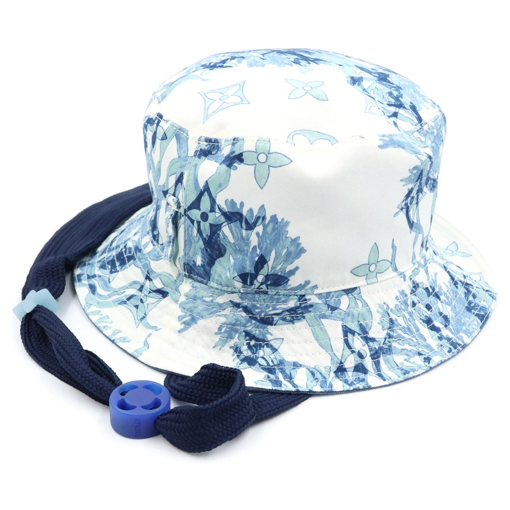 LOUIS VUITTON(ルイヴィトン) LVプレイ アクアガーデン モノグラム バケットハット コットン ブルー×ホワイト M7139L