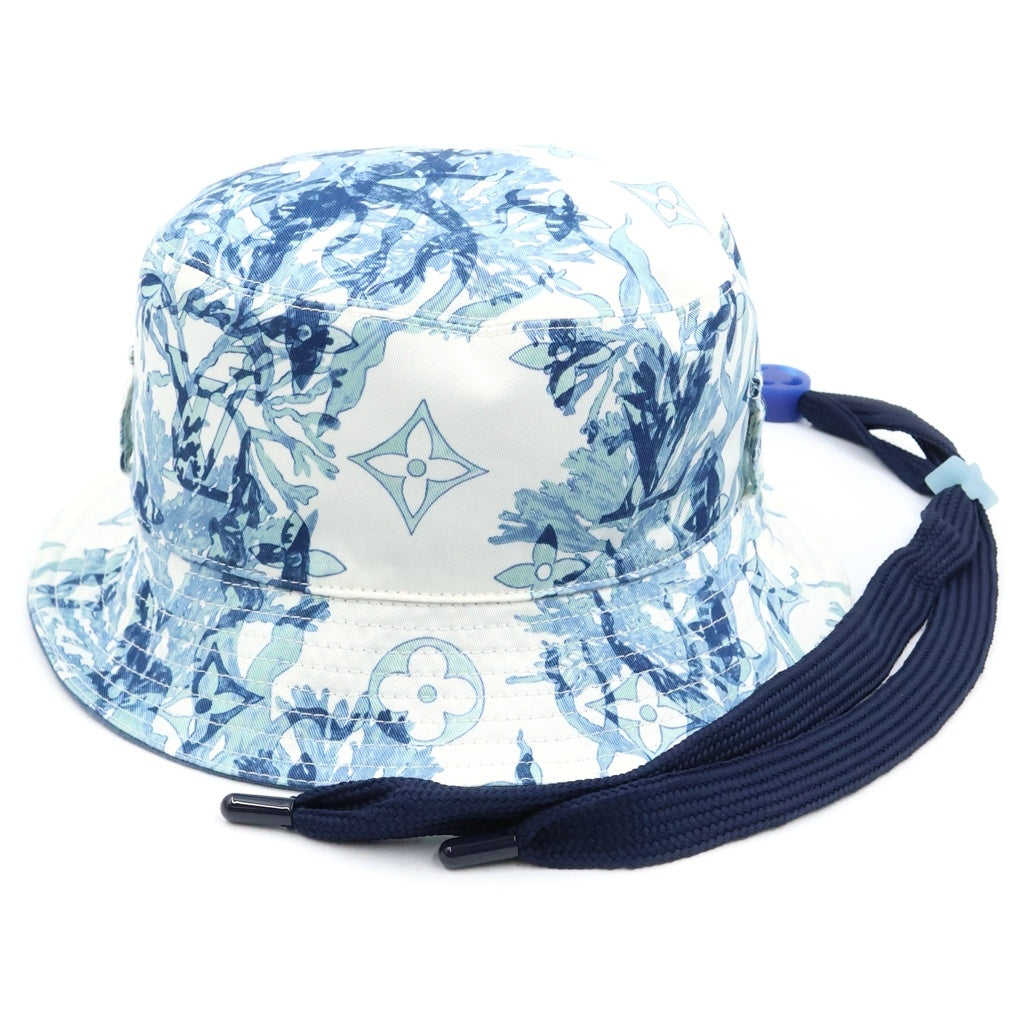 LOUIS VUITTON(ルイヴィトン) LVプレイ アクアガーデン モノグラム バケットハット コットン ブルー×ホワイト M7139L