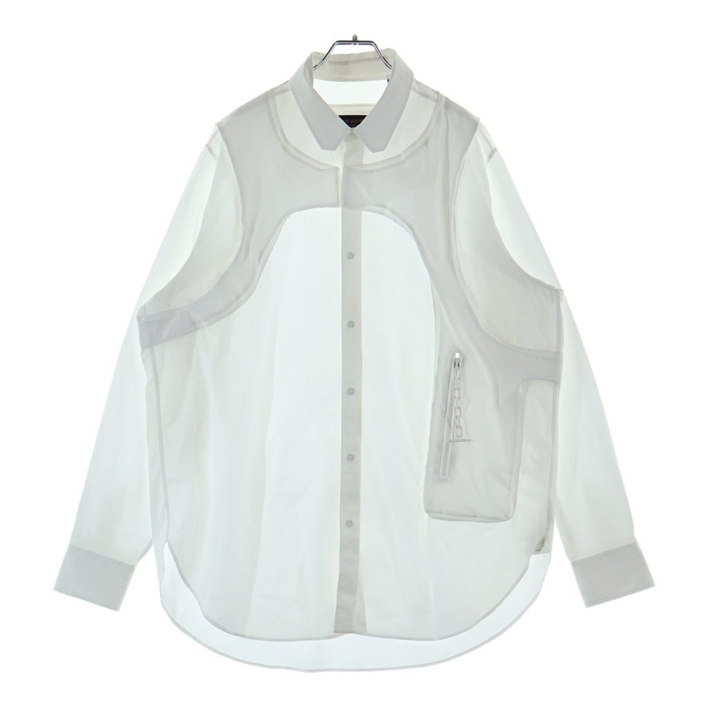 LOUIS VUITTON(ルイヴィトン) 20SS ベスト ドッキングデザイン ロングスリーブ シャツ 長袖 ブラウス ポリエステル×コットン ホワイト RM201M NYR HIS08W
