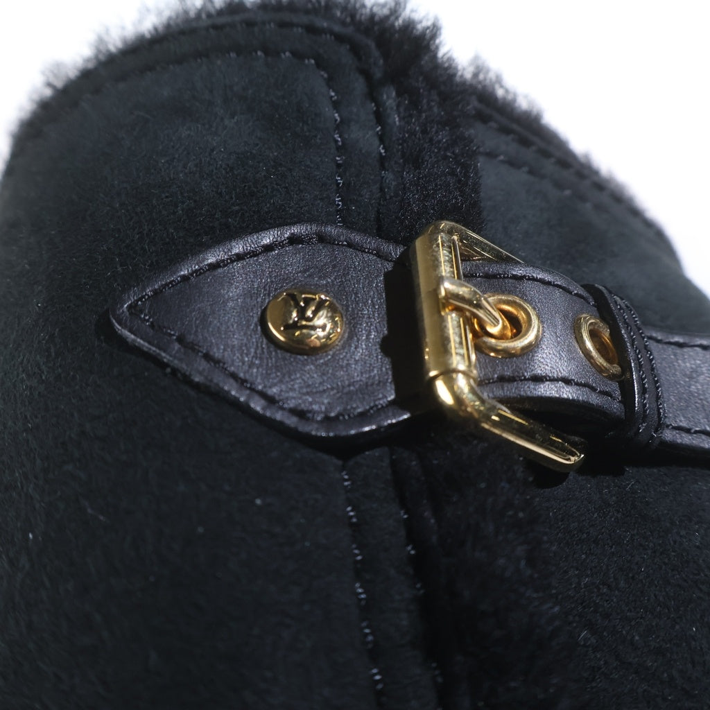 LOUIS VUITTON(ルイヴィトン) ベルト3連金具 スエード ムートンロングブーツ ラバーソール ブラック MA0069 レディース