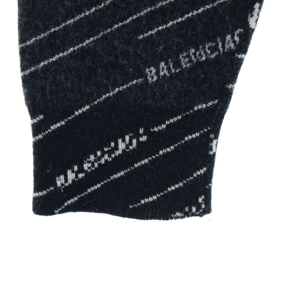 BALENCIAGA(バレンシアガ) 18AW オールオーバー ロゴ ジャガード クルーネック ウール 長袖ニット セーター ブラック 555381