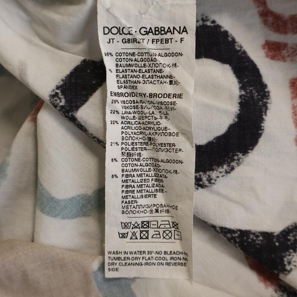 DOLCE & GABBANA(ドルチェアンドガッバーナ) 18SS マリア 半袖 Mロゴワッペン Tシャツ カットソー ホワイト×マルチカラー