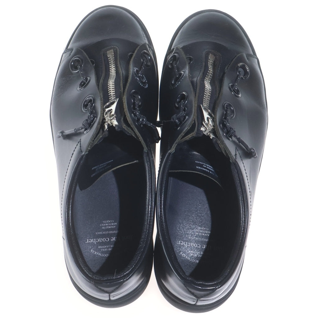 foot the coacher(フットザコーチャー) DOUBLE LACED ダブル レース ジップ レザー ローカットシューズ スニーカー ブラック