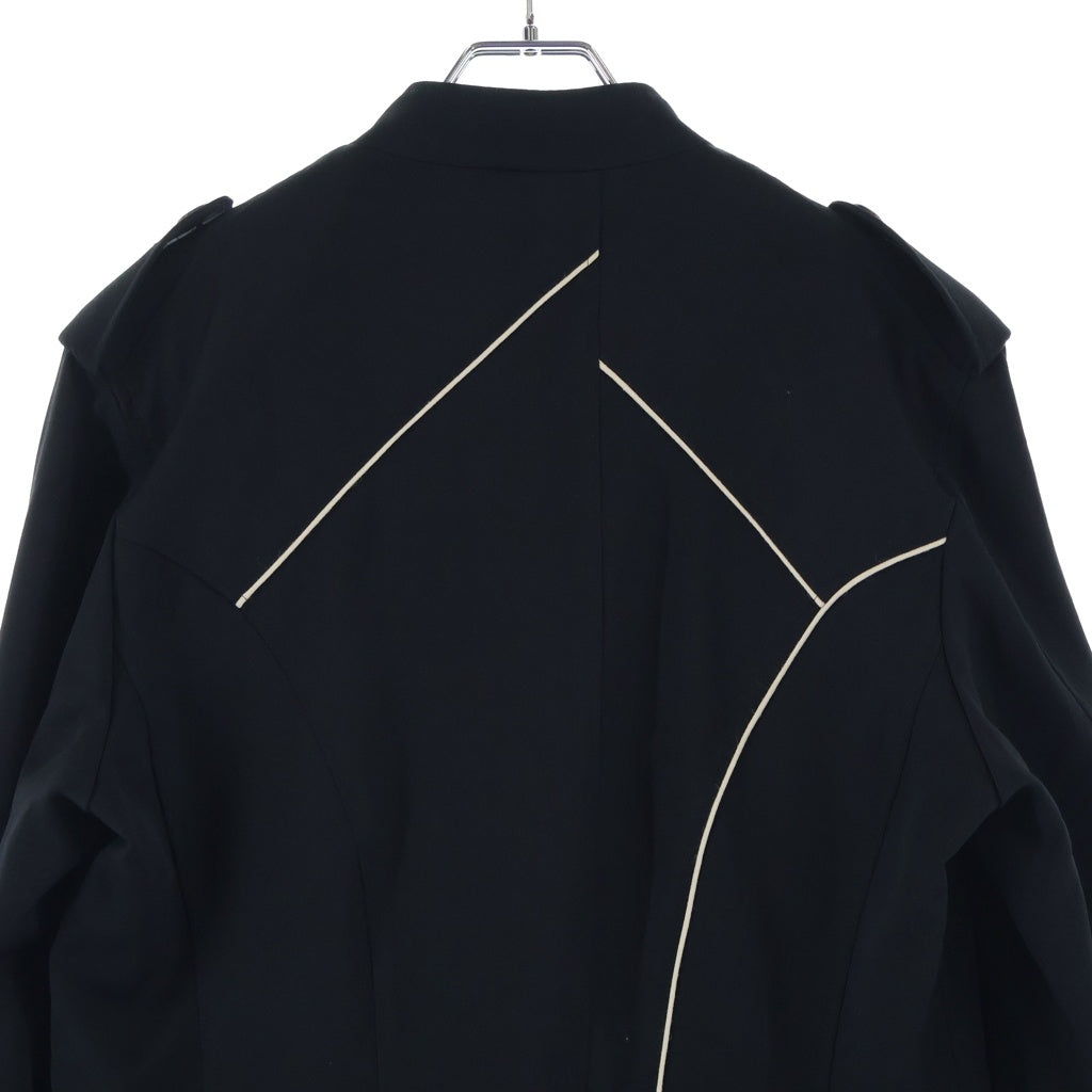 Yohji Yamamoto POUR HOMME(ヨウジヤマモト プールオム) 12SS 春夏・袴期 パイピングジャケット ウール ブラック HB-J56-100