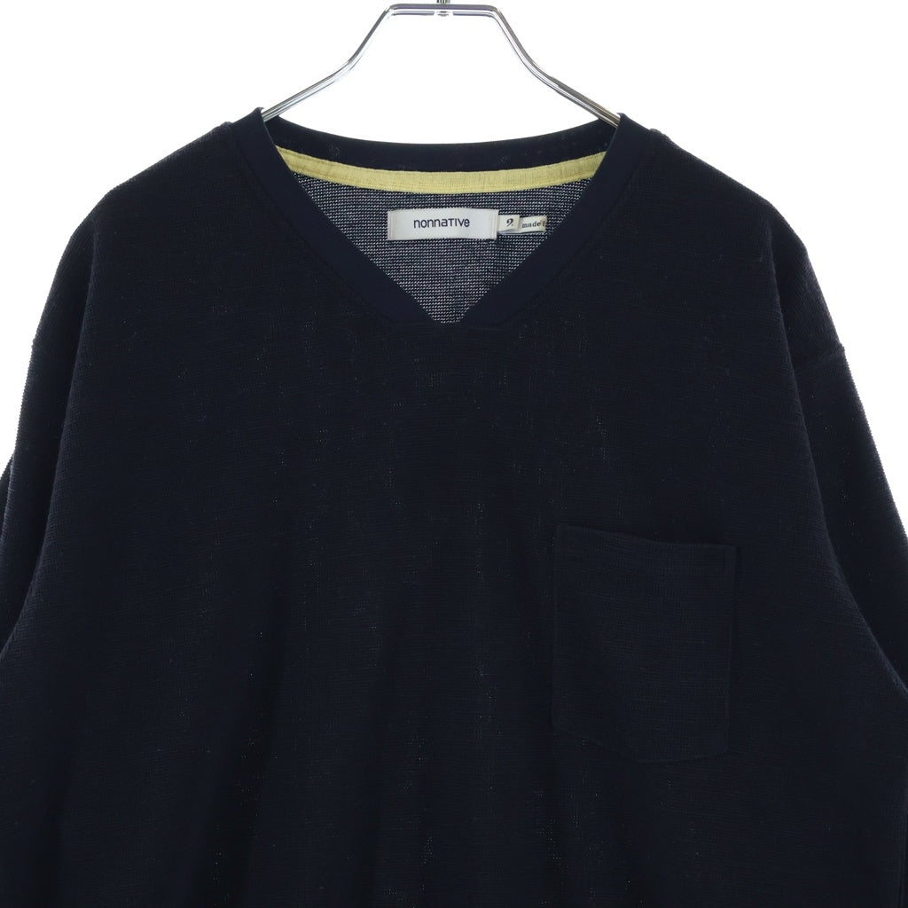 nonnative(ノンネイティブ) 23SS DWELLER L/S V NECK TEE WOOL T/C JERSEY ドウェラー Vネック長袖 Tシャツ カットソー ウール ネイビー NN-C4207