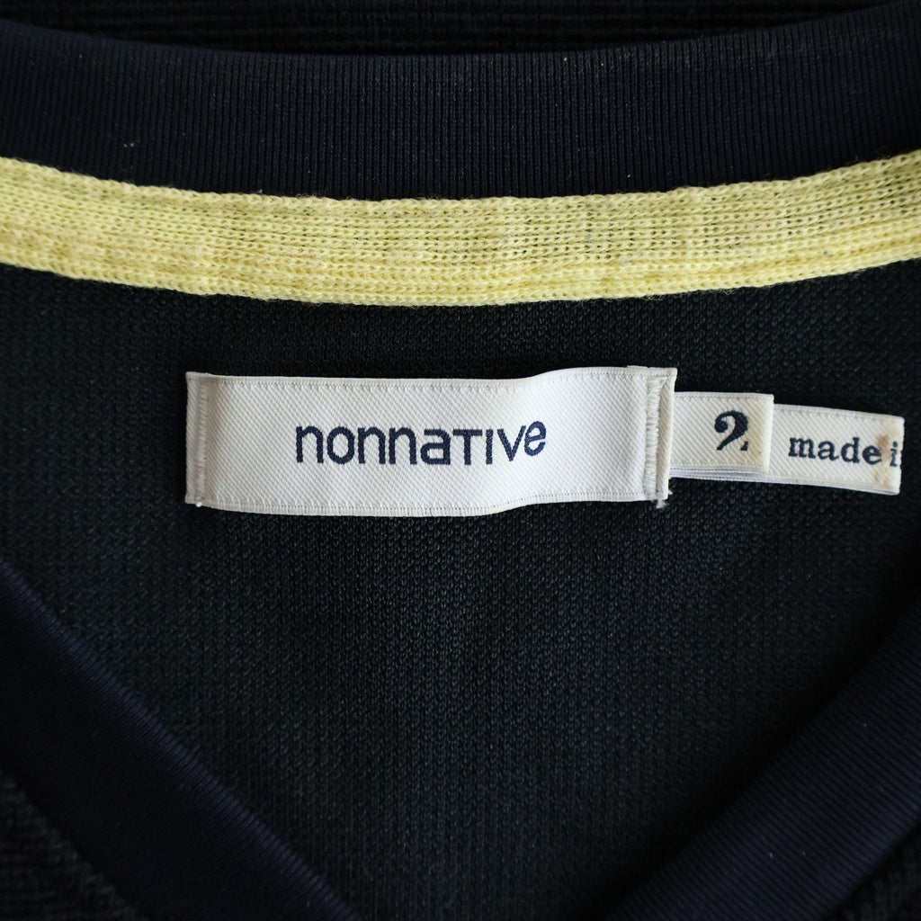 nonnative(ノンネイティブ) 23SS DWELLER L/S V NECK TEE WOOL T/C JERSEY ドウェラー Vネック長袖 Tシャツ カットソー ウール ネイビー NN-C4207