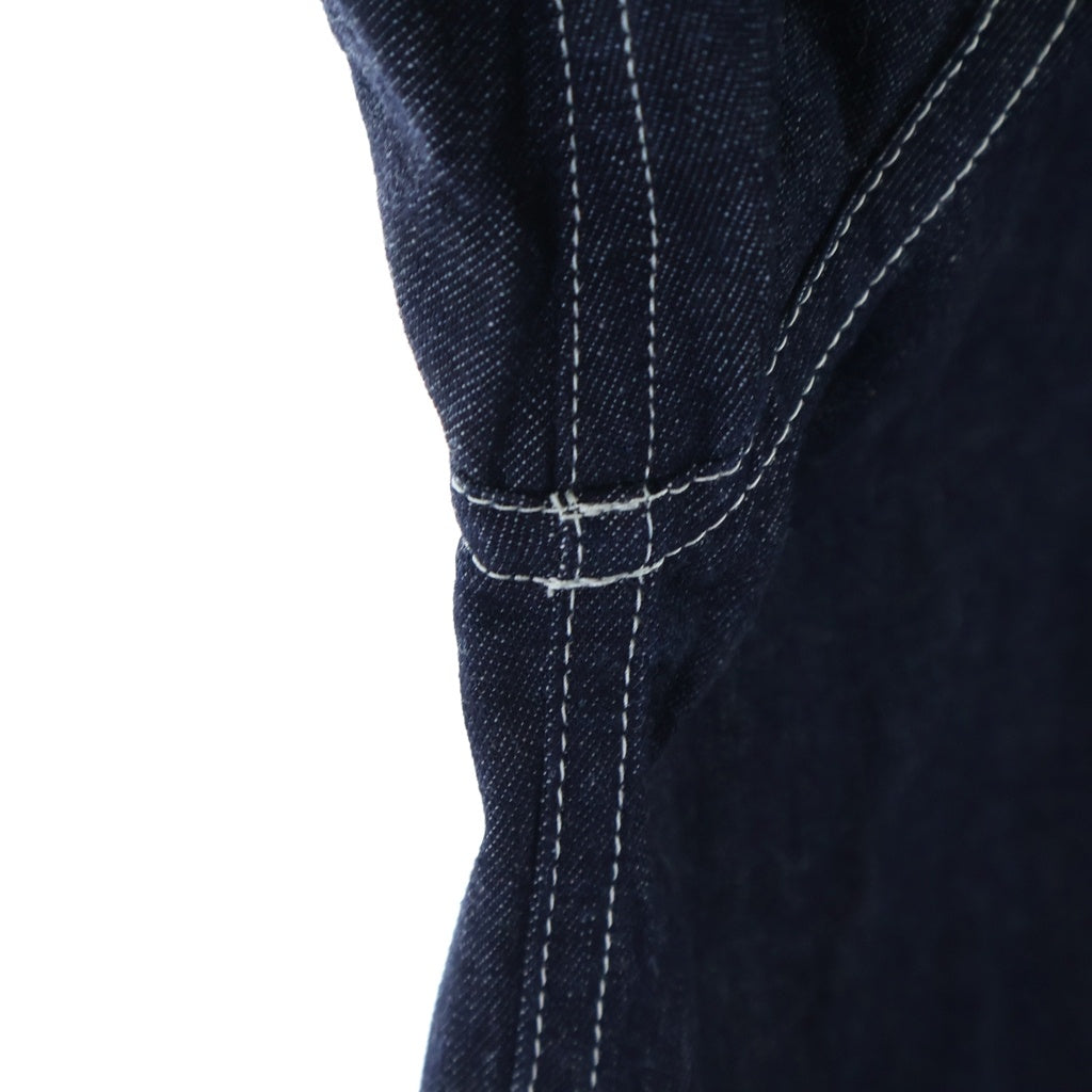 s'yte(サイト) 18SS カットオフ ノーカラー デニム カバーオール ジャケット ダメージ ネイビー UW-B42-087