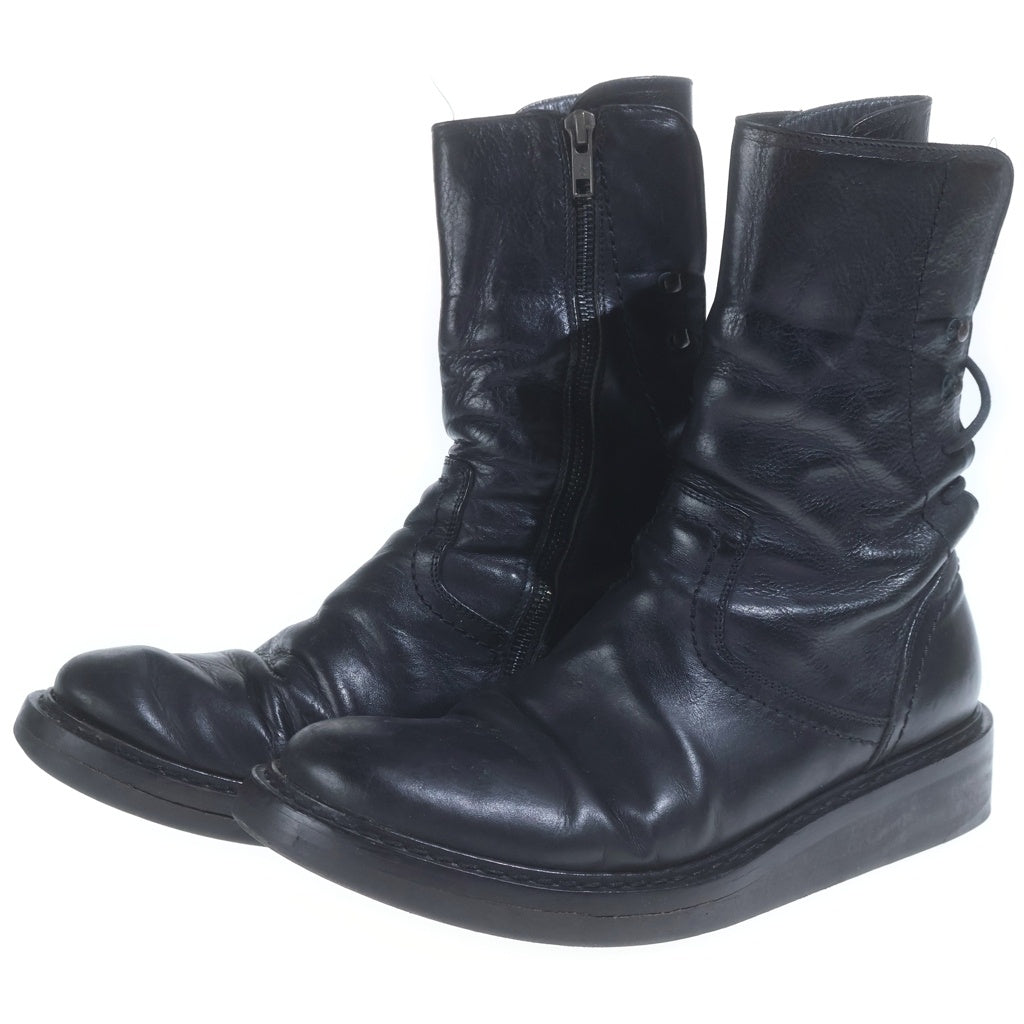 ANN DEMEULEMEESTER(アンドゥムルメステール) バックレースアップブーツ レザー ブラック 102-4216