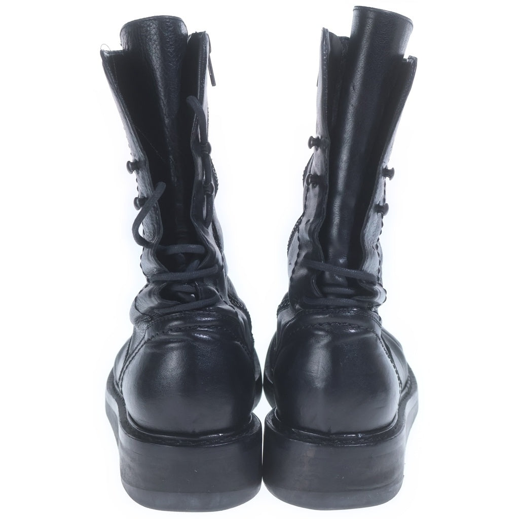 ANN DEMEULEMEESTER(アンドゥムルメステール) バックレースアップブーツ レザー ブラック 102-4216