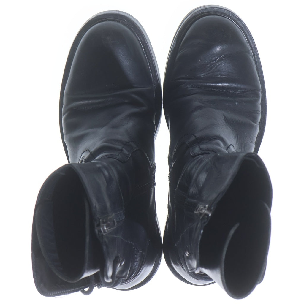 ANN DEMEULEMEESTER(アンドゥムルメステール) バックレースアップブーツ レザー ブラック 102-4216
