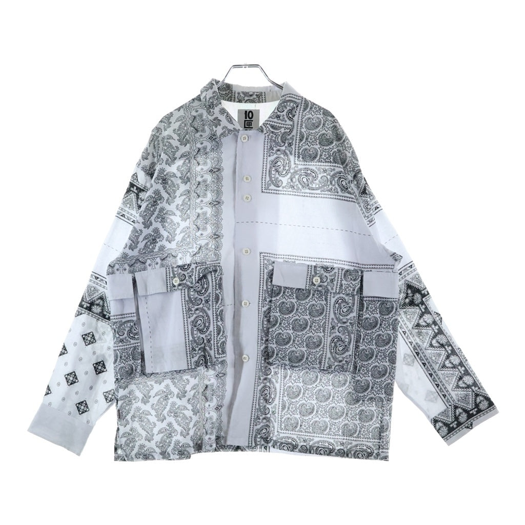 NO BRAND(ノーブランド) 10匣 テンボックス DRUG DEALER SHIRT ドラッグ・ディーラー・シャツ ペイズリー柄 長袖シャツ ポリエステル ホワイト 221tenbox07