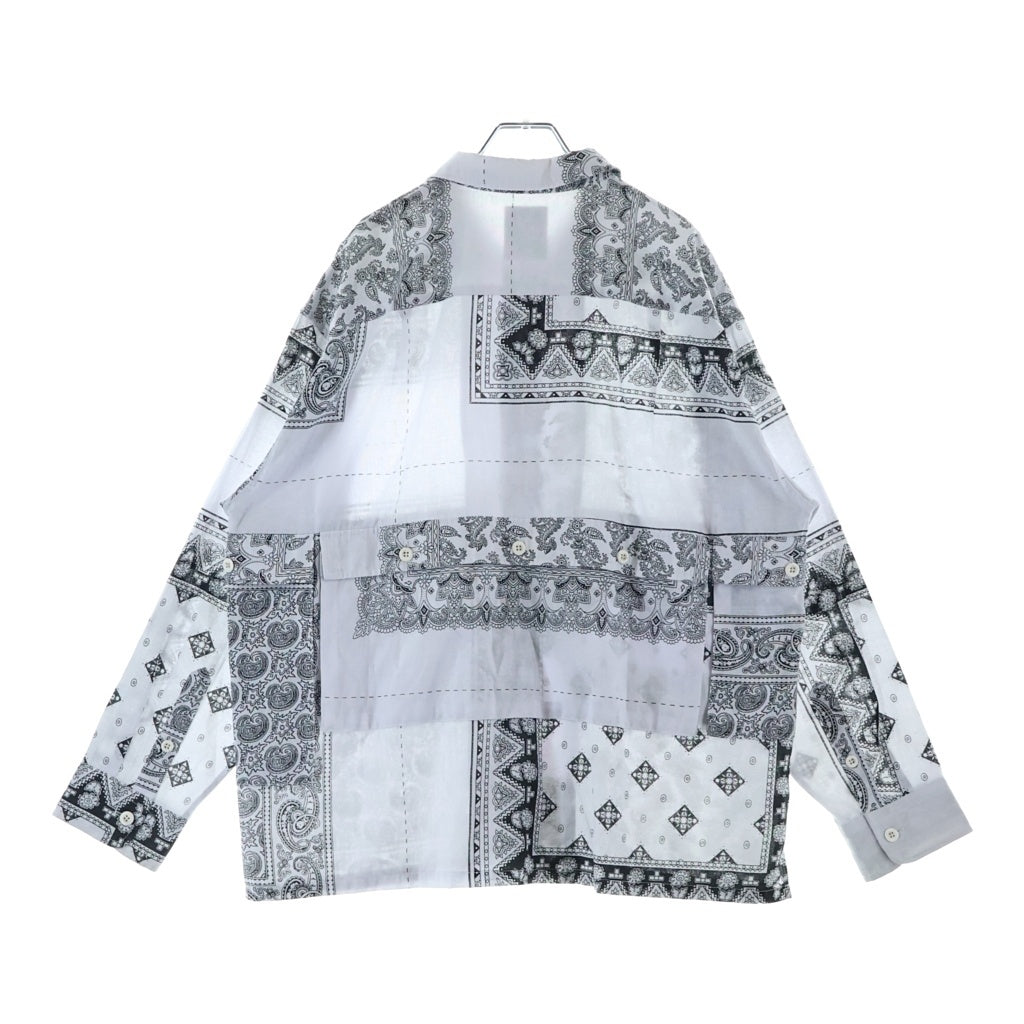 NO BRAND(ノーブランド) 10匣 テンボックス DRUG DEALER SHIRT ドラッグ・ディーラー・シャツ ペイズリー柄 長袖シャツ ポリエステル ホワイト 221tenbox07