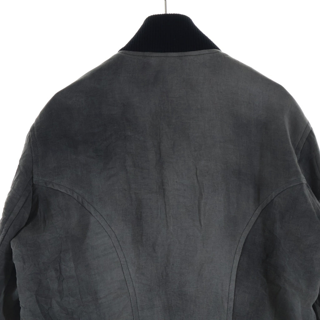 ANN DEMEULEMEESTER(アンドゥムルメステール) 裾レザー切り替えボンバージャケット グレー #XXS 352-01-47042
