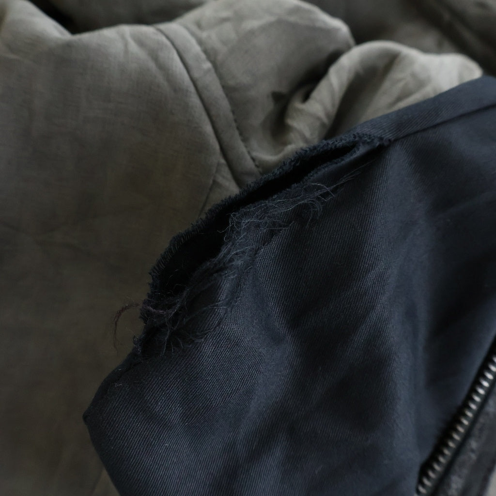 ANN DEMEULEMEESTER(アンドゥムルメステール) 裾レザー切り替えボンバージャケット グレー #XXS 352-01-47042