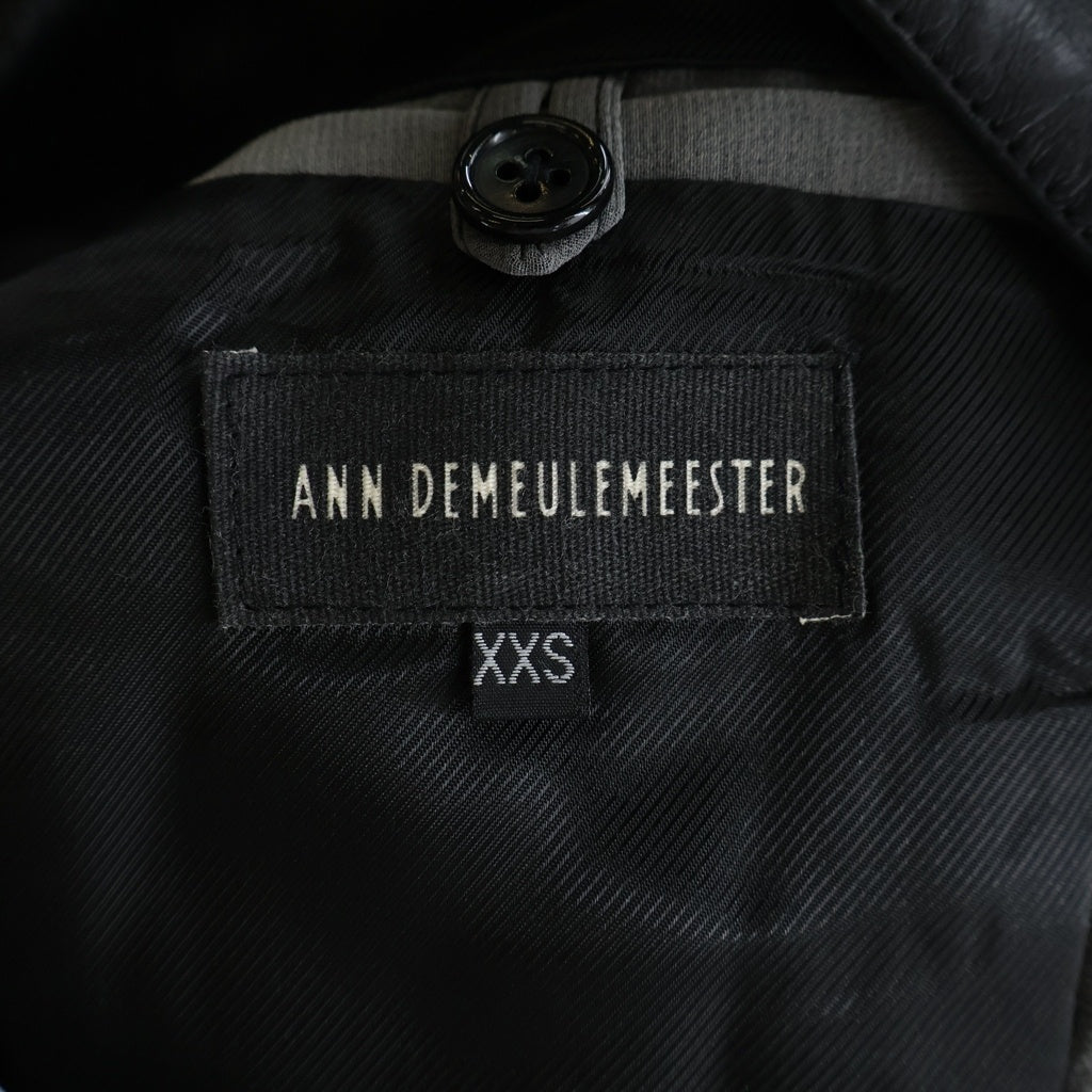 ANN DEMEULEMEESTER(アンドゥムルメステール) 裾レザー切り替えボンバージャケット グレー #XXS 352-01-47042