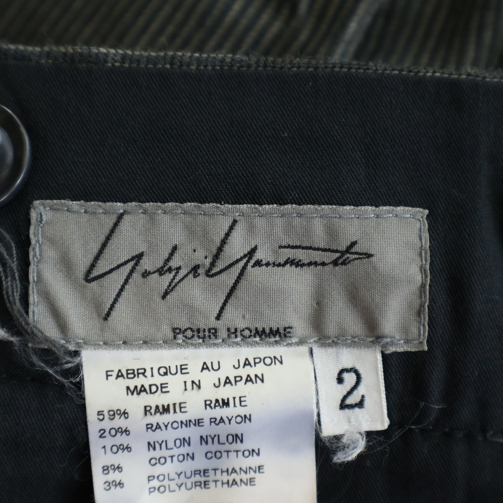 Yohji Yamamoto POUR HOMME(ヨウジヤマモト プールオム) 11SS ストライプパンツ スラックス グレー ラミー HO-P37-302
