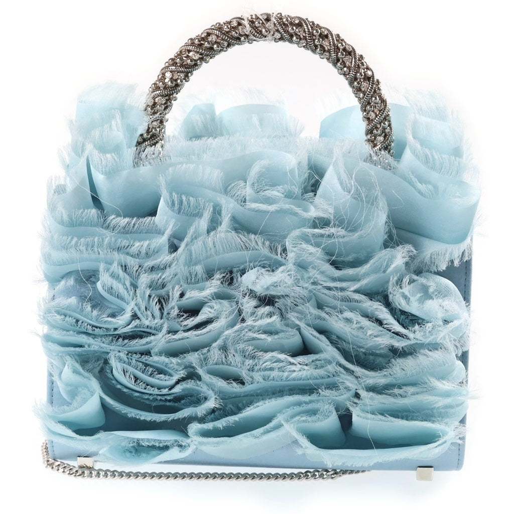 Roger Vivier(ロジェヴィヴィエ) フリル 2WAYハンドバッグ ショルダーバッグ ライトブルー シルバー金具 レディース