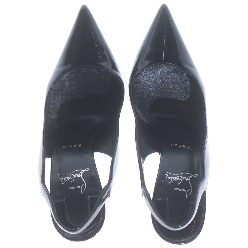 CHRISTIAN LOUBOUTIN(クリスチャンルブタン) Hot Chick Sling ホット チック スリング ヒールサンダル エナメル ブラック×レッド 38 3230045B439 レディース