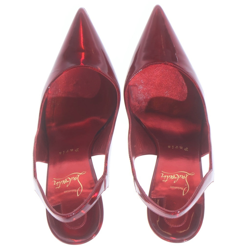 CHRISTIAN LOUBOUTIN(クリスチャンルブタン) Hot Chick Sling ホット チック スリング ヒールサンダル エナメル レッド 38 レディース