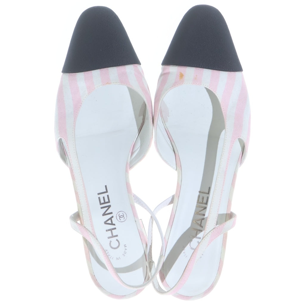 CHANEL(シャネル) ココマーク ストライプ サンダル ピンク×ホワイト×ブラック レディース