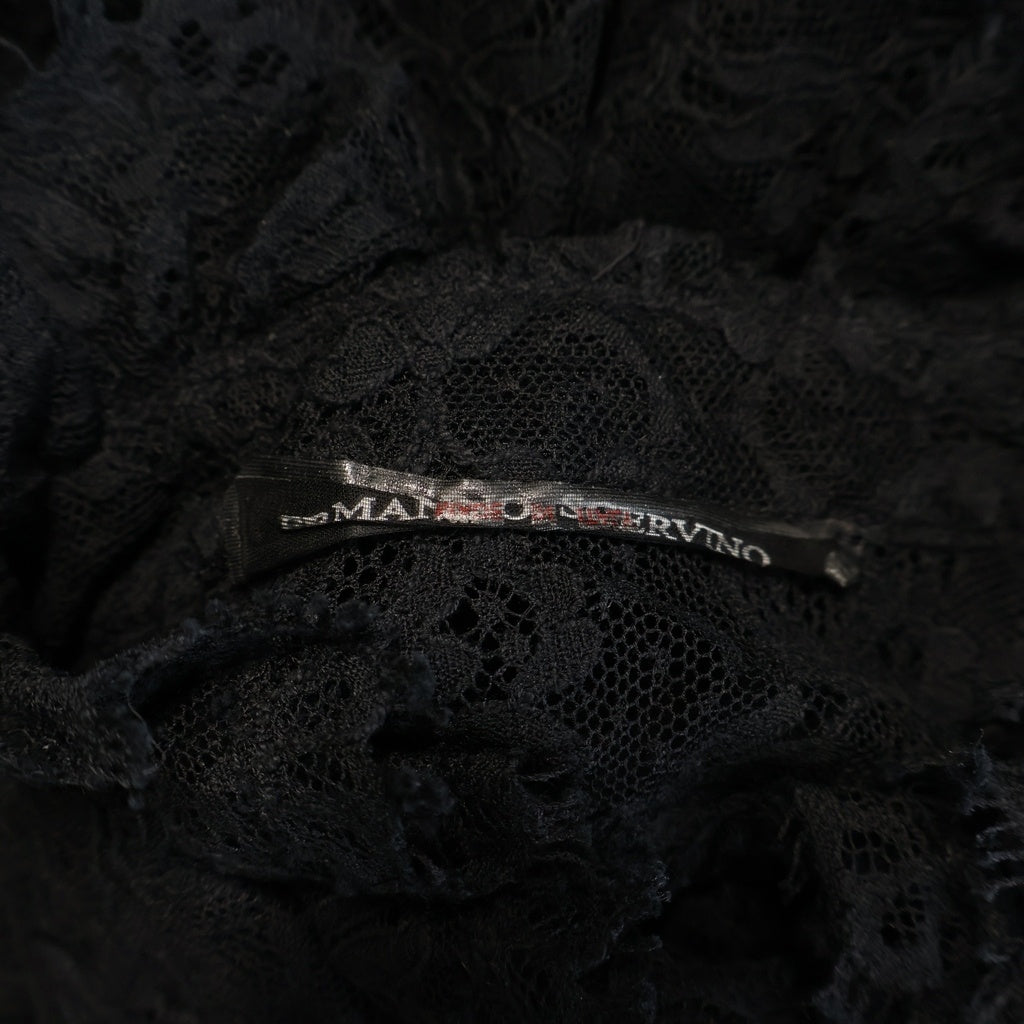 NO BRAND(ノーブランド) ERMANNO SCERVINO(エルマンノ シェルヴィーノ) レースデザイン 長袖シャツ ブラウス コットン ナイロン イタリア製 ブラック レディース