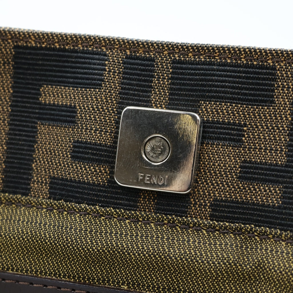 FENDI(フェンディ) ズッカ キャンバス×レザー シルバー金具 ハンドバッグ トートバッグ ブラウン レディース