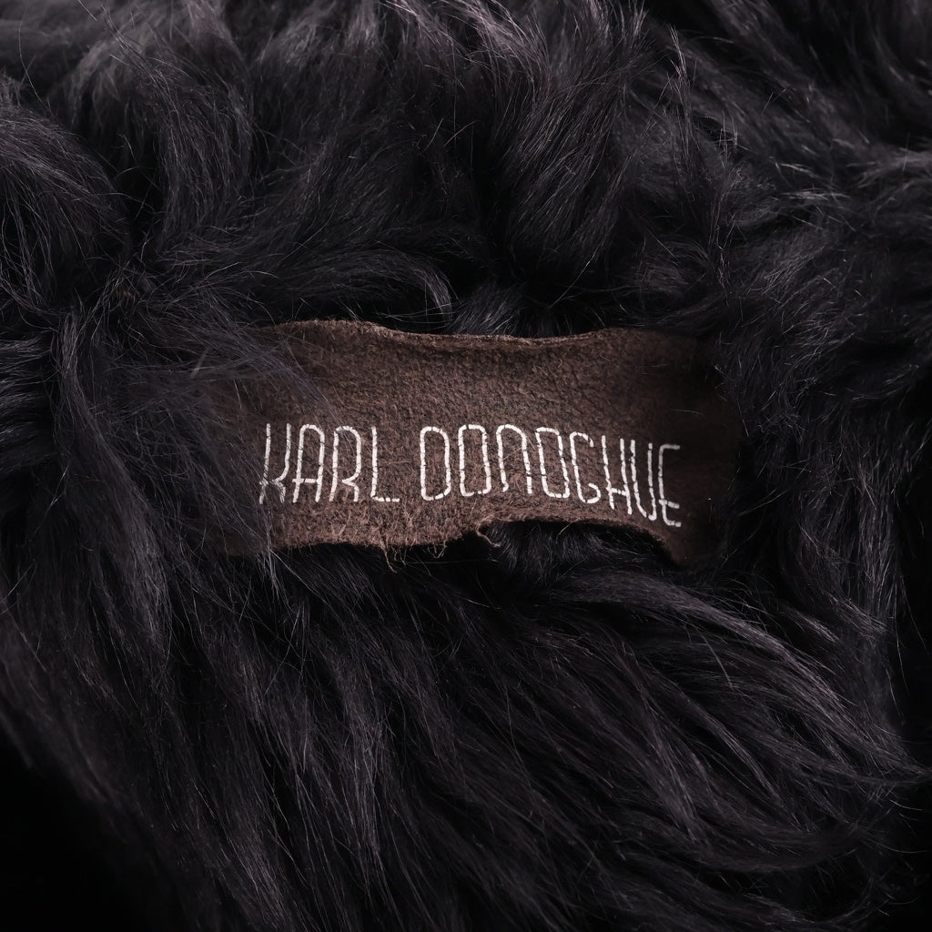 KARL DONOGHUE(カールドノヒュー) ケープ マフラー ブラック×ブラウン ファー×レザー レディース