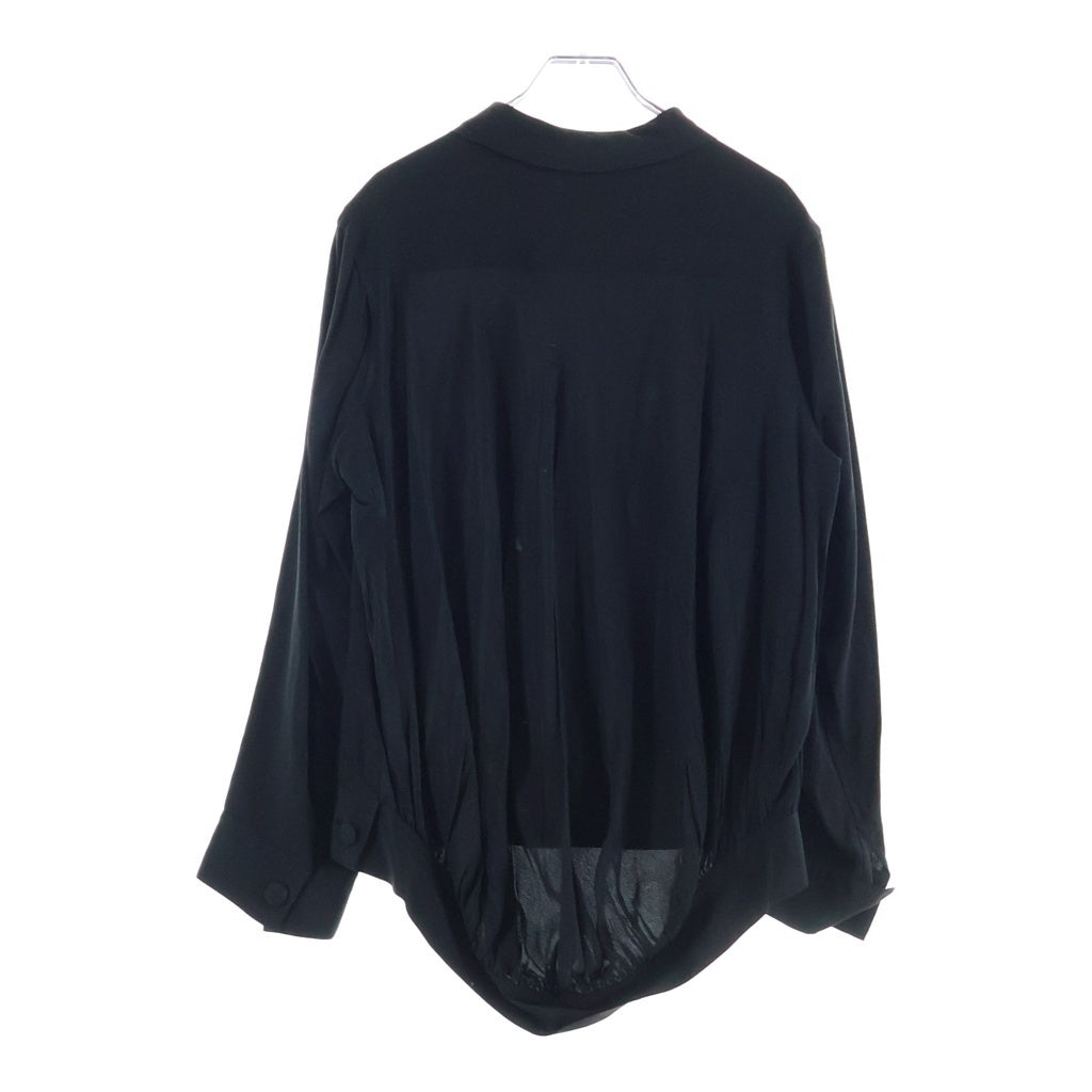 Yohji Yamamoto(ヨウジヤマモト) 10SS くるみ釦 シルク バックギャザー 長袖 シャツジャケット ブラック FJ-J14-401 レディース